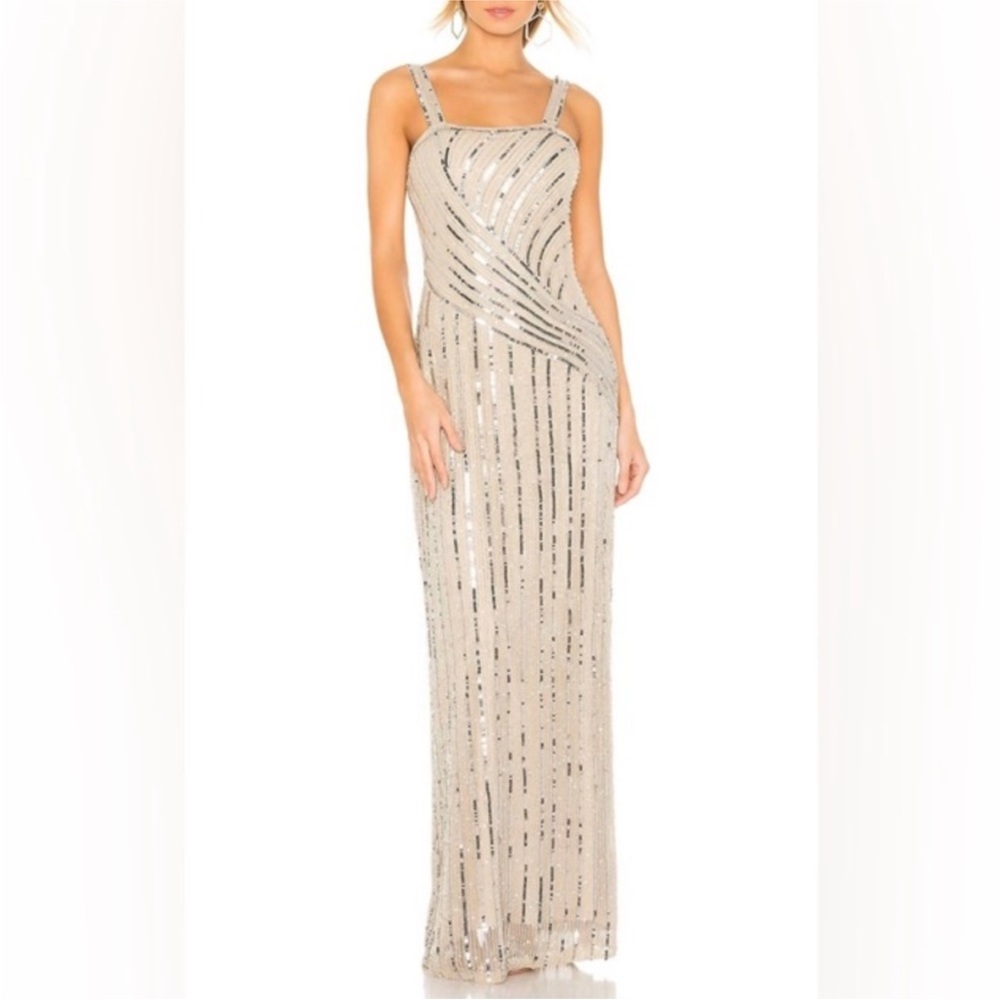 Parker Lisbeth Champagne Beaded Gown